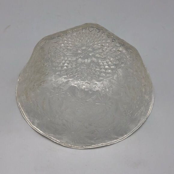 vintage glass floral clear serving bowl serving ripped 7x2.5" READ - Picture 4 of 8